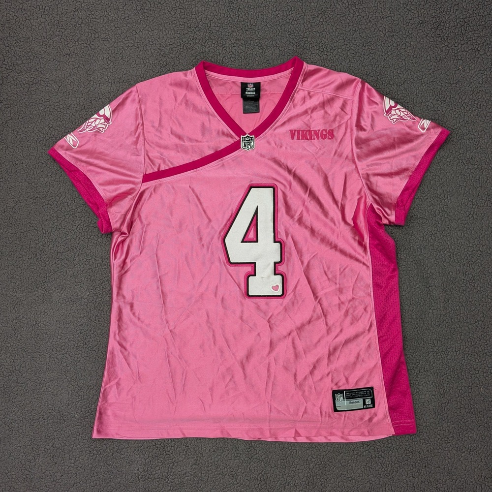 Reebok Minnesota Vikings Brett Favre 4 Pink Jersey Womens XXL NFL Football